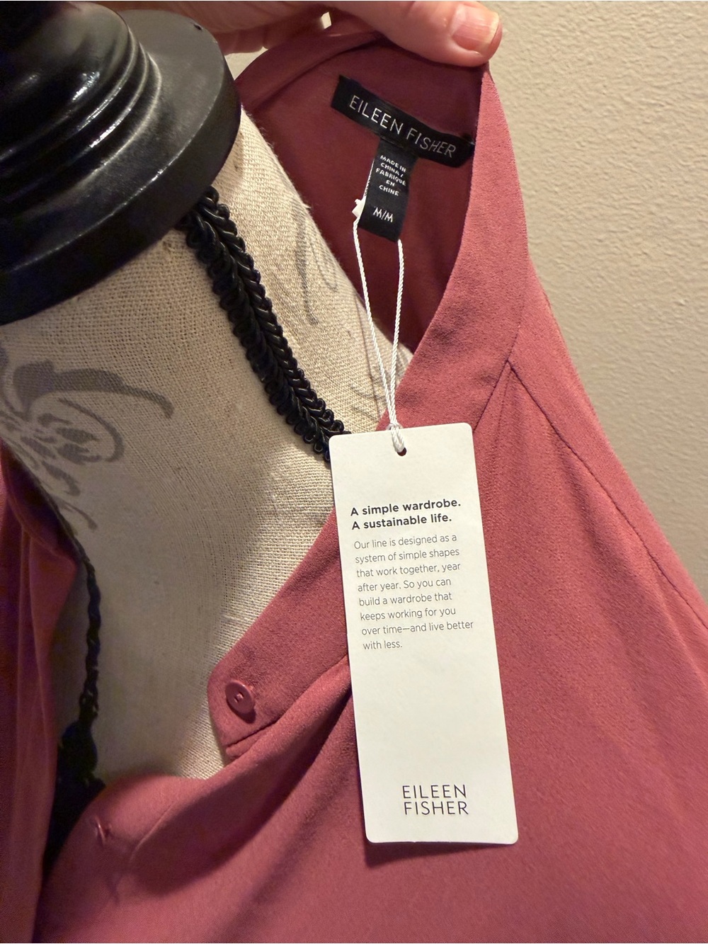 NWT Eileen Fisher Dusty Rose Button-Down Tunic Shirt Sz. M - Picture 6 of 6